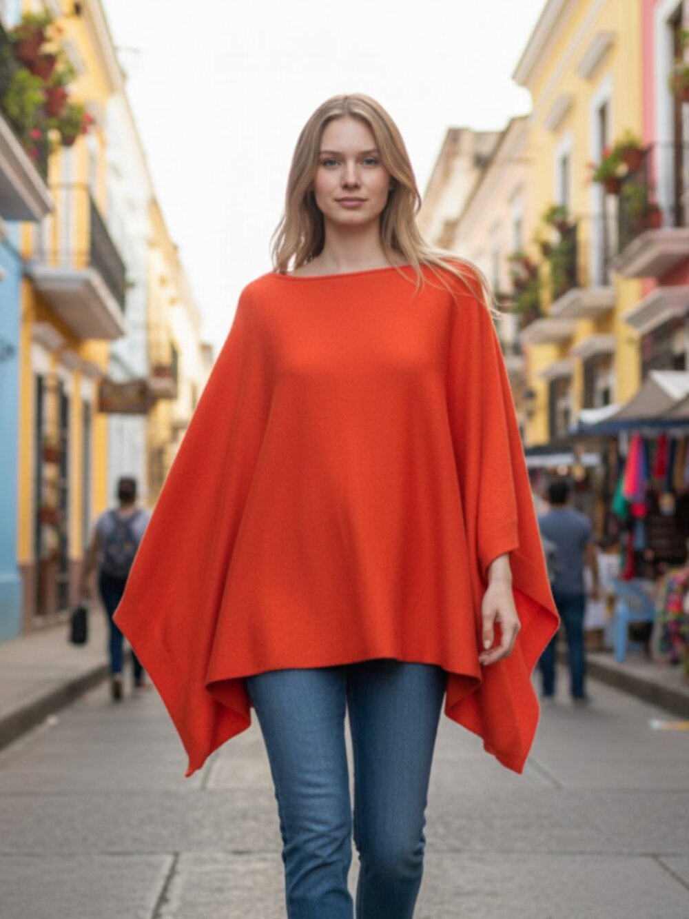 NWT ZARA BATWING SLEEVE KNIT JUMPER Super Oversize Orange Medium Wool Blend